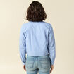 Chemise droite courte en coton bleu clair femme