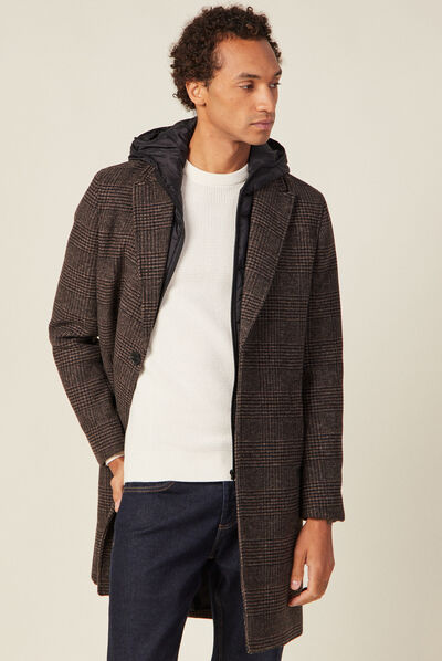 Manteau avec capuche amovible noir homme