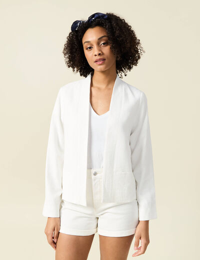 Veste esprit blazer fluide ecru femme