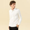 Polo manches longues en coton ecru homme