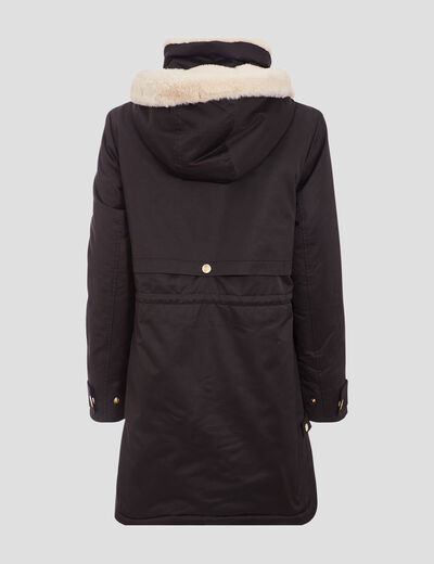 Parka droite à capuche noir femme