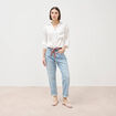 Jeans mom ceinture foulard denim bleach femme