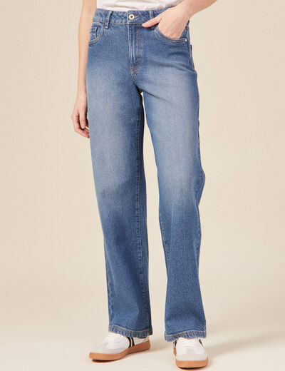 Jeans wide leg denim stone femme