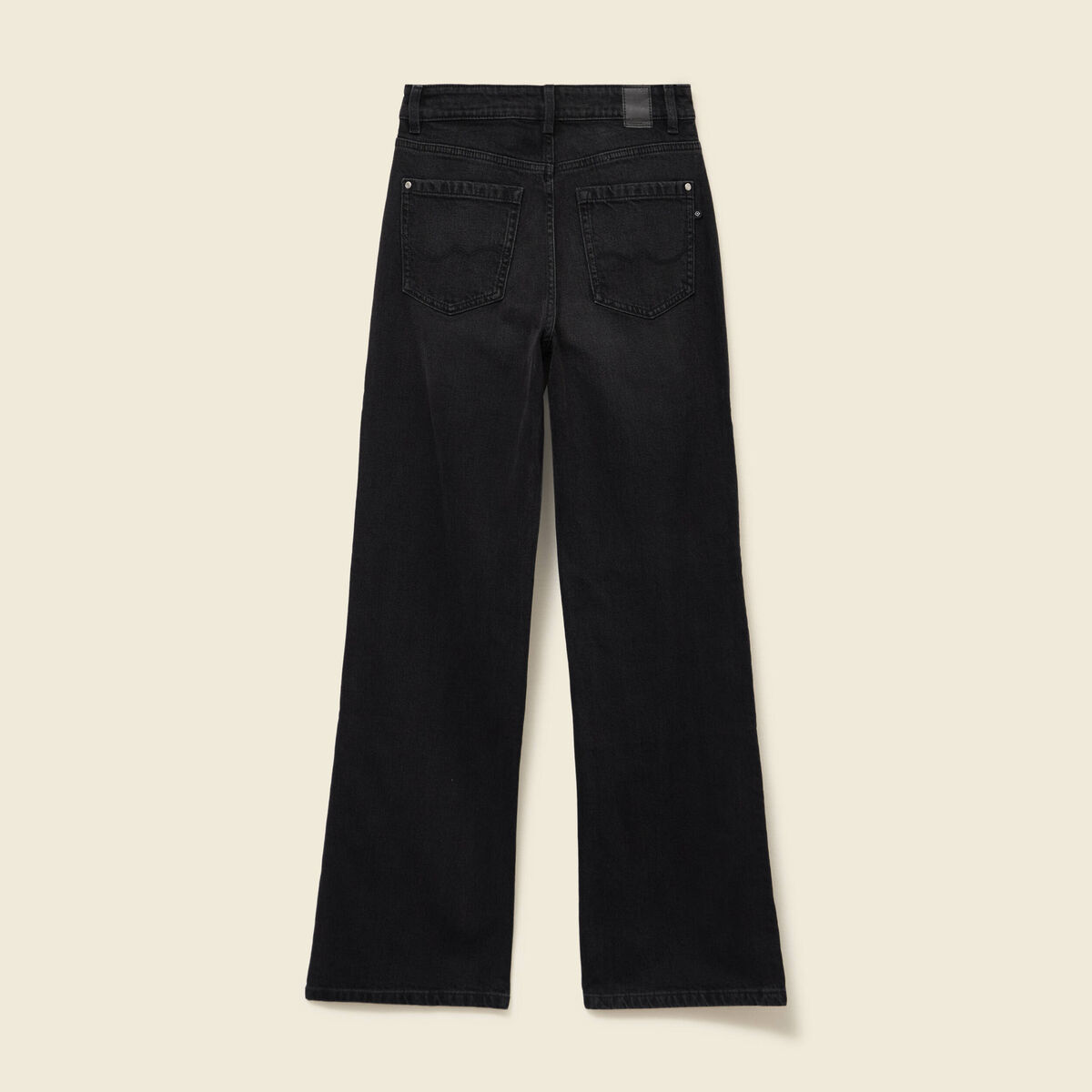 Jeans large taille haute denim noir femme