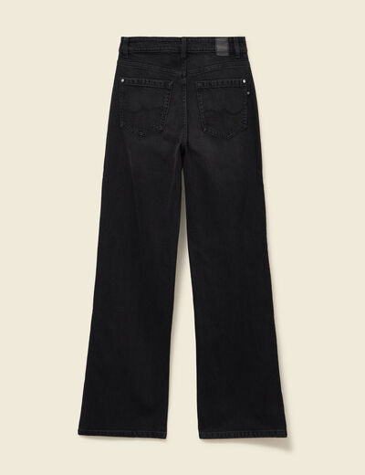 Jeans large taille haute denim noir femme