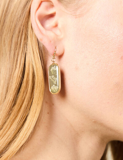 Boucles d'oreilles pendantes vert kaki femme