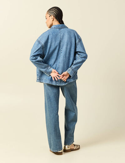 Surchemise en jeans manches longues denim dirty femme