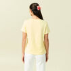 T-shirt cintr&eacute; col rond manches courtes jaune pastel femme