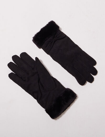 Gants avec noeuds noir femme