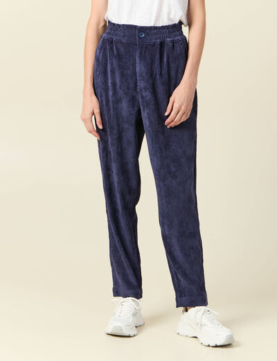 Tregging velours 7/8ème bleu marine femme