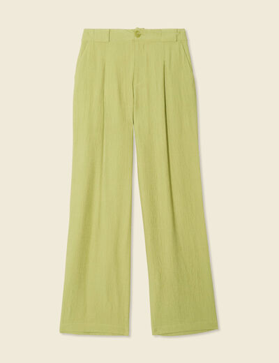 Pantalon large fluide vert olive femme