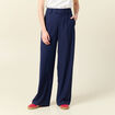 Pantalon city large à pinces bleu marine femme