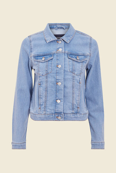 Veste droite denim bleach femme