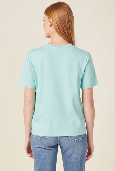 T-shirt manches courtes bleu clair femme