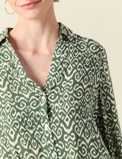 Blouse manches longues vert kaki femme