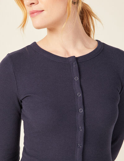 T-shirt manches longues bleu marine femme
