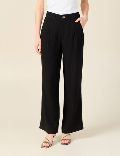 Pantalon large fluide noir femme