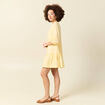 Robe col v manches 3/4 en coton jaune clair femme