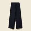Pantalon large taille haute fluide bleu marine femme