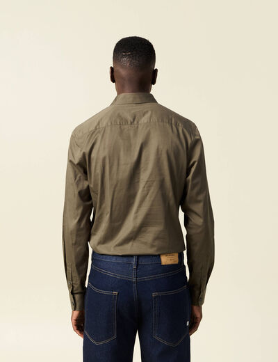 Chemise manches longues vert kaki homme
