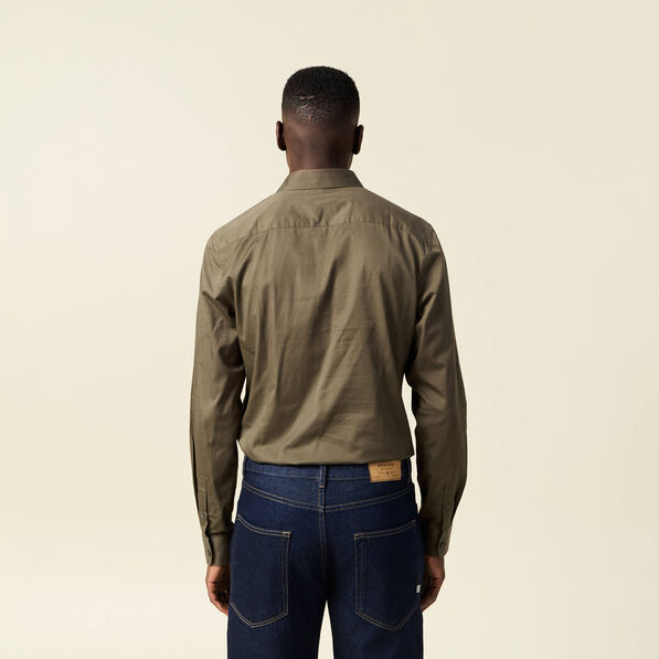 Chemise manches longues vert kaki homme