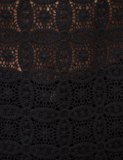 T-shirt manches longues en dentelle noir femme