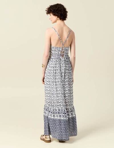 Robe longue évasée fluide bleu femme
