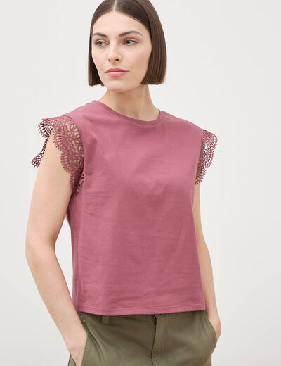 T-shirt manches courtes vieux rose femme