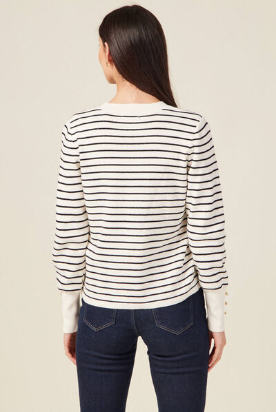Pull manches longues ecru femme