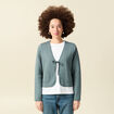 Cardigan droit court manches longues vert canard femme