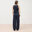 Gilet en jeans sans manches col rond denim brut femme