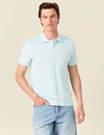 Polo éco-responsable bleu clair homme