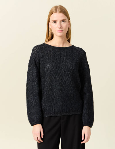 Pull manches longues bleu marine femme