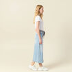 Jupe longue droite en jean denim bleach femme