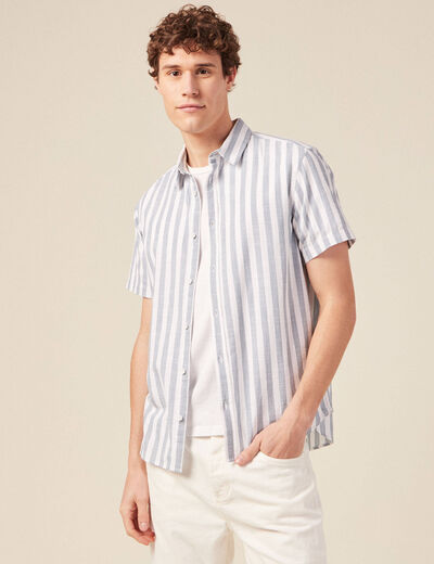 Chemise manches courtes bleu gris homme