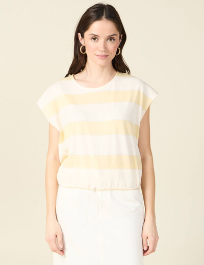 T-shirt manches courtes jaune clair femme