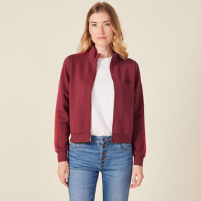 Gilet manches longues zippé prune femme