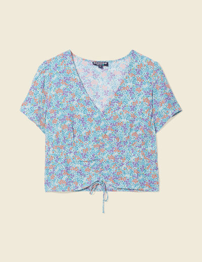 Blouse cropped éco-responsable vert émeraude femme