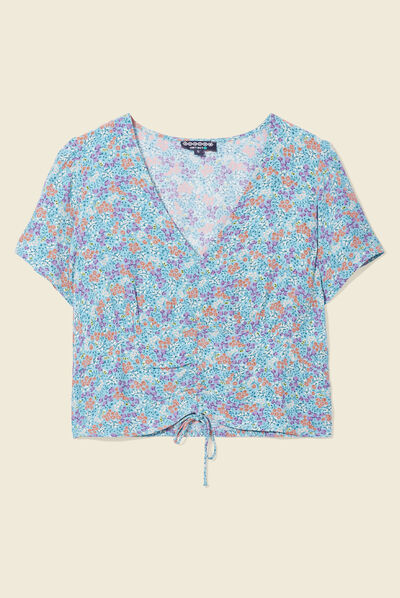 Blouse cropped éco-responsable vert émeraude femme
