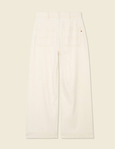 Pantalon large denim blanc femme