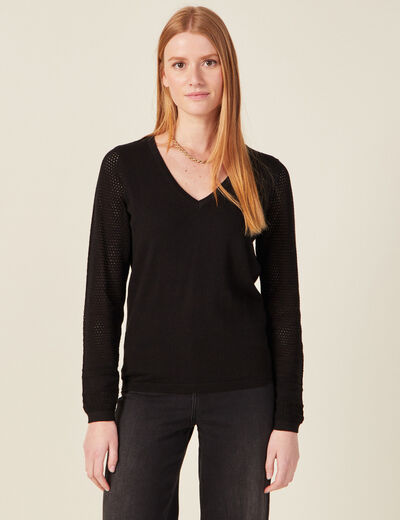 Pull à manches longues noir femme