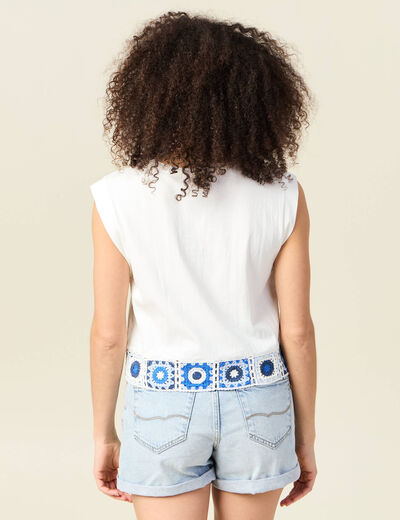 T-shirt sans manches blanc femme
