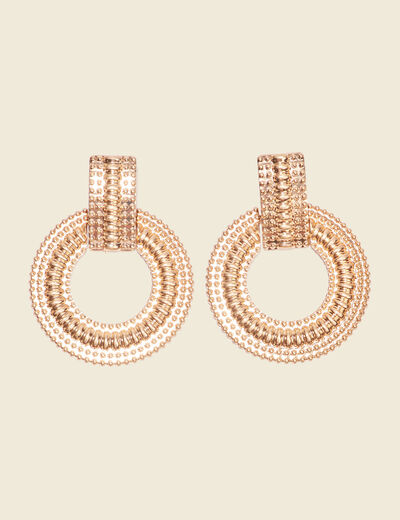 Boucles d'oreilles pendantes couleur or femme
