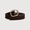 Ceinture large en cuir marron fonc&eacute; femme