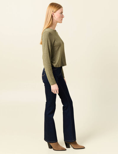 T-shirt manches longues vert kaki femme