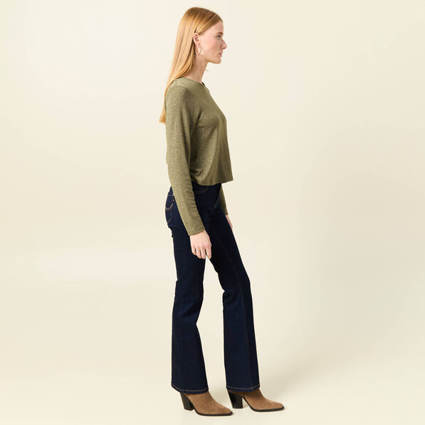 T-shirt manches longues vert kaki femme