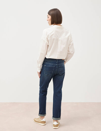 Jeans girlfriend taille haute denim dirty femme