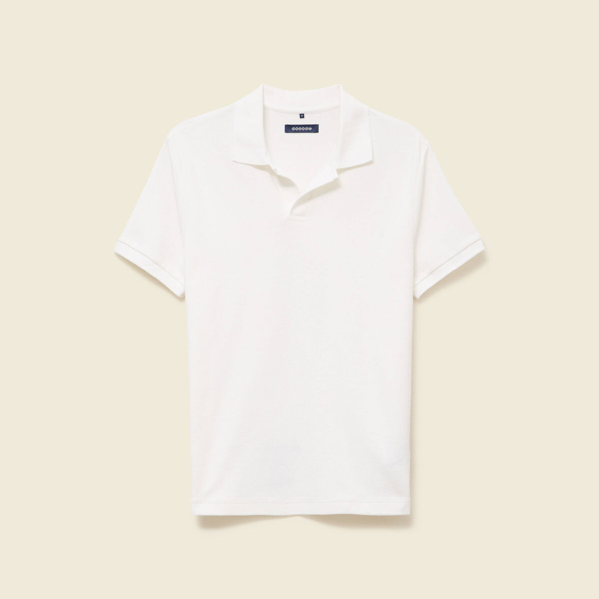 Polo cintré col cubain manches courtes blanc homme