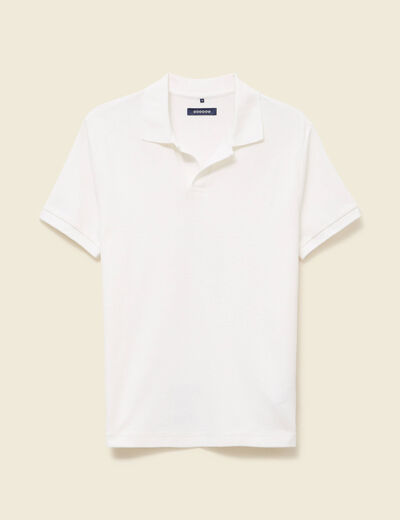 Polo cintré col cubain manches courtes blanc homme