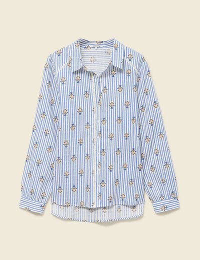Chemise manches longues bleu ciel femme